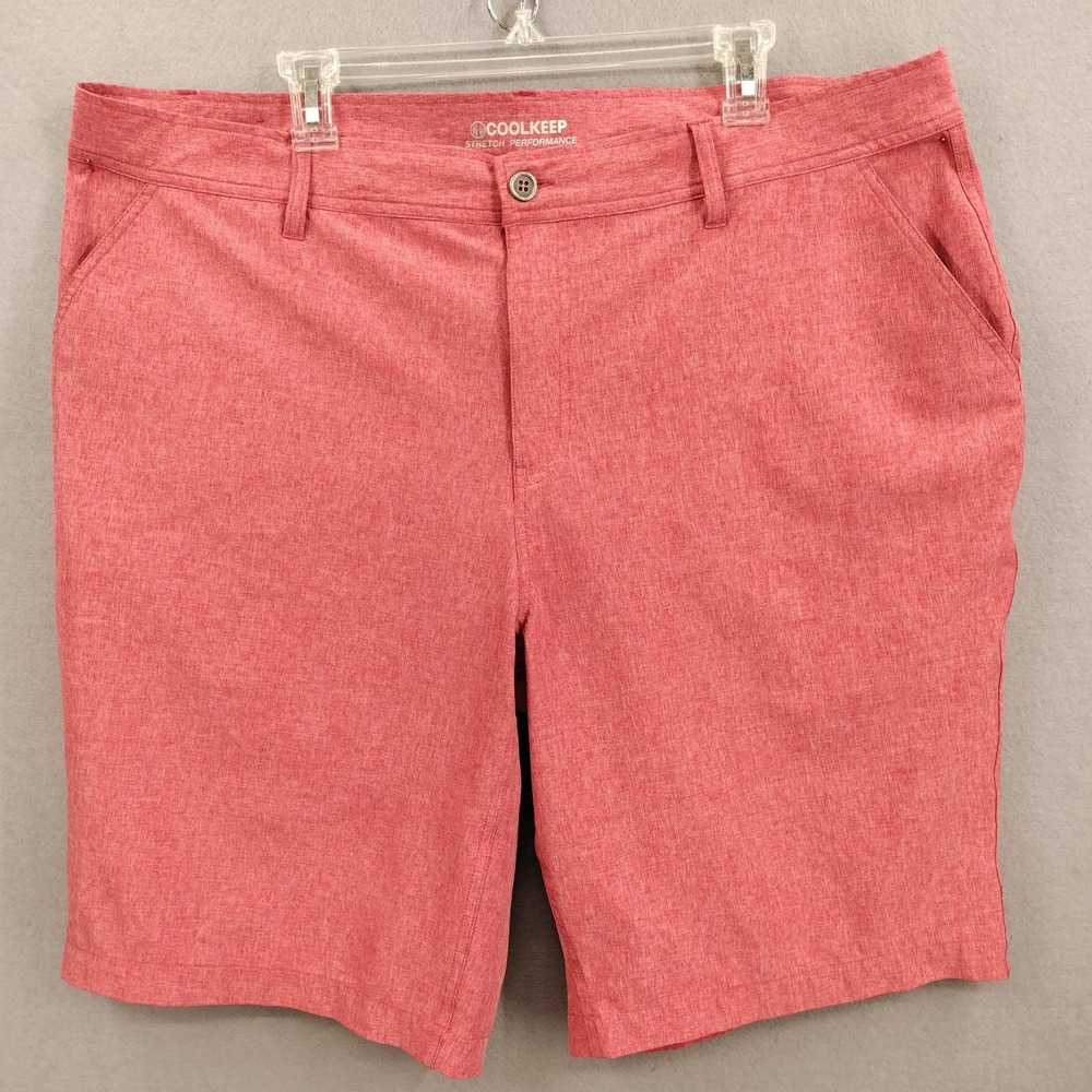CoolKeep Shorts Men's 42 Salmon Stretch Performance Lightweight Quick Dry Golf